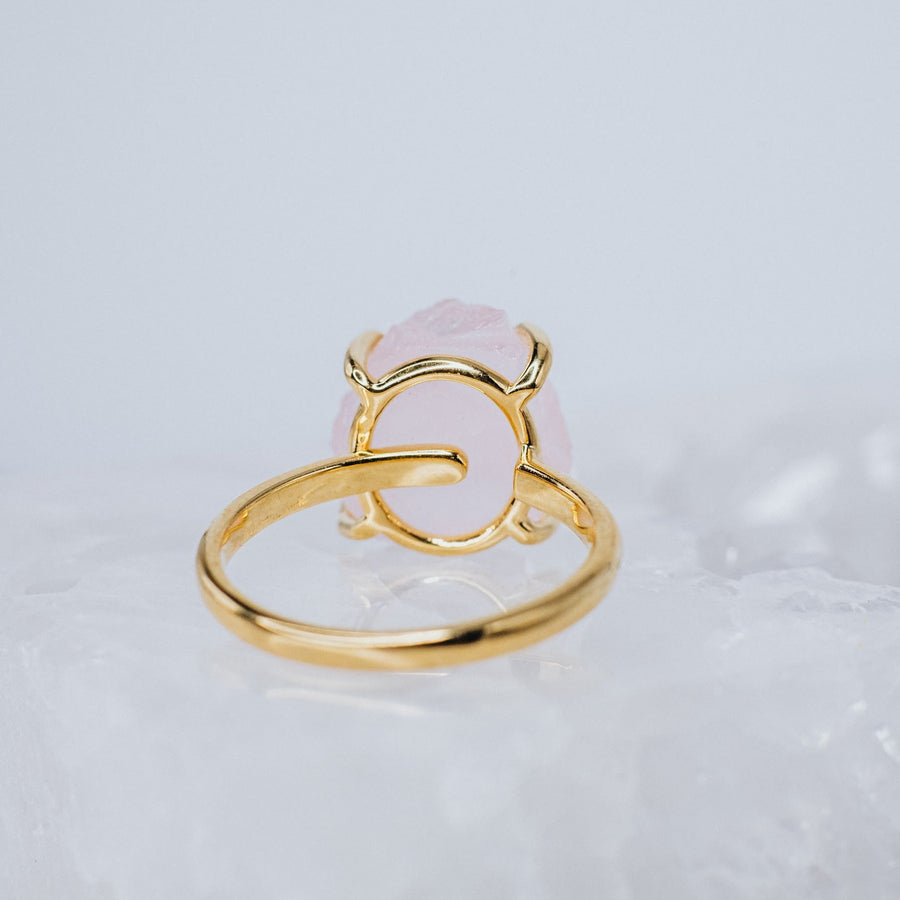 Rose quartz adjustable 18K gold plated ring