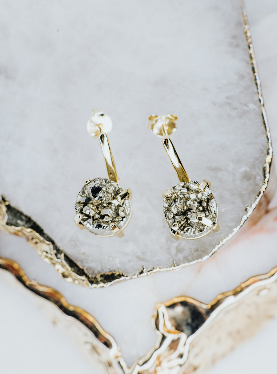 Pyrite round 14K earrings