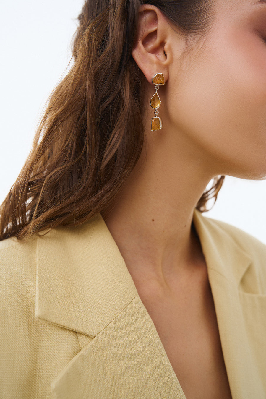 Citrine triple earrings