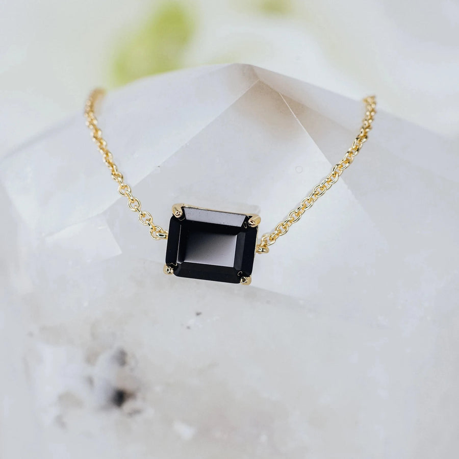 Black onyx 14K plated rectangular bracelet