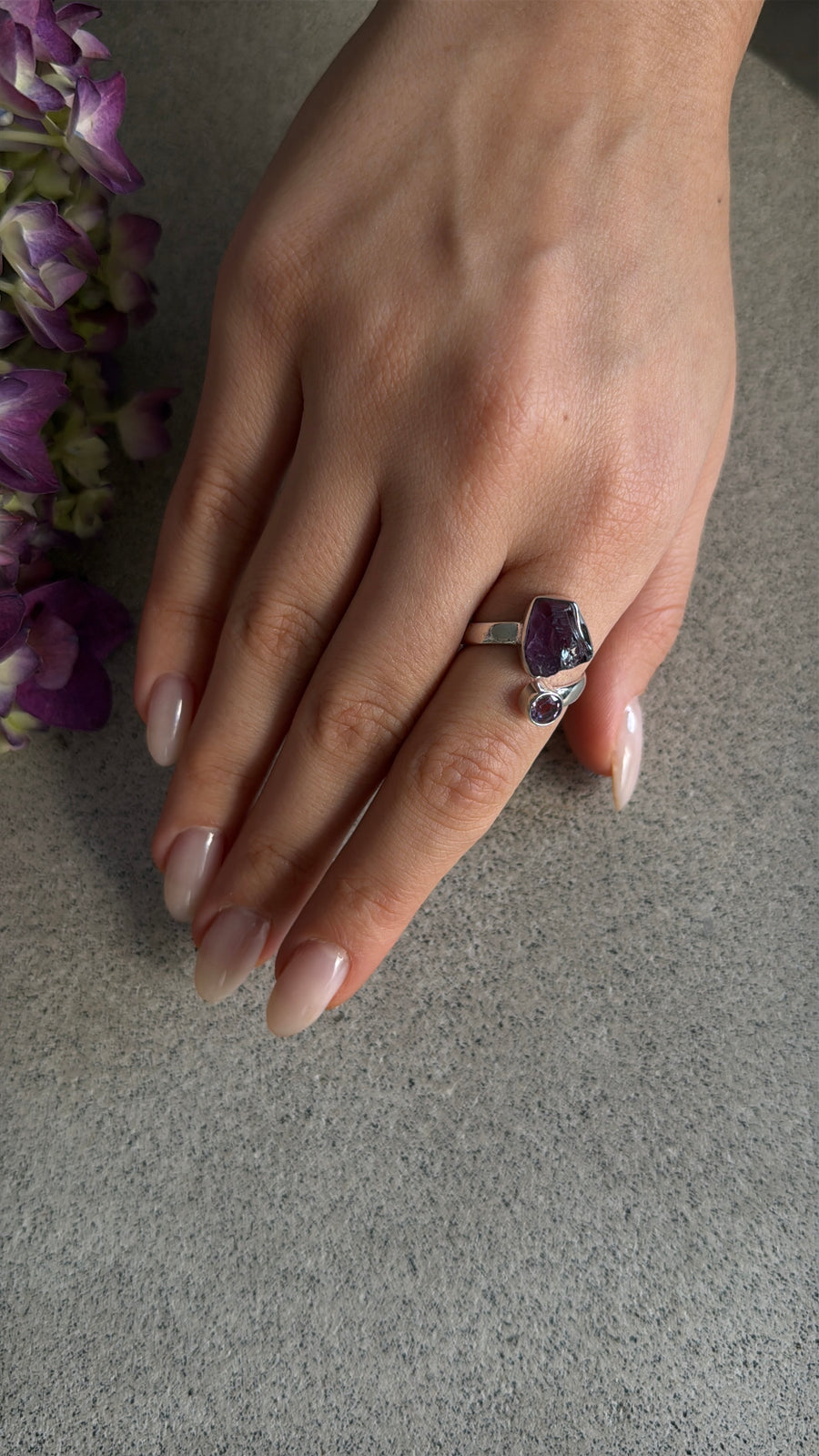 Amethyst combination double ring