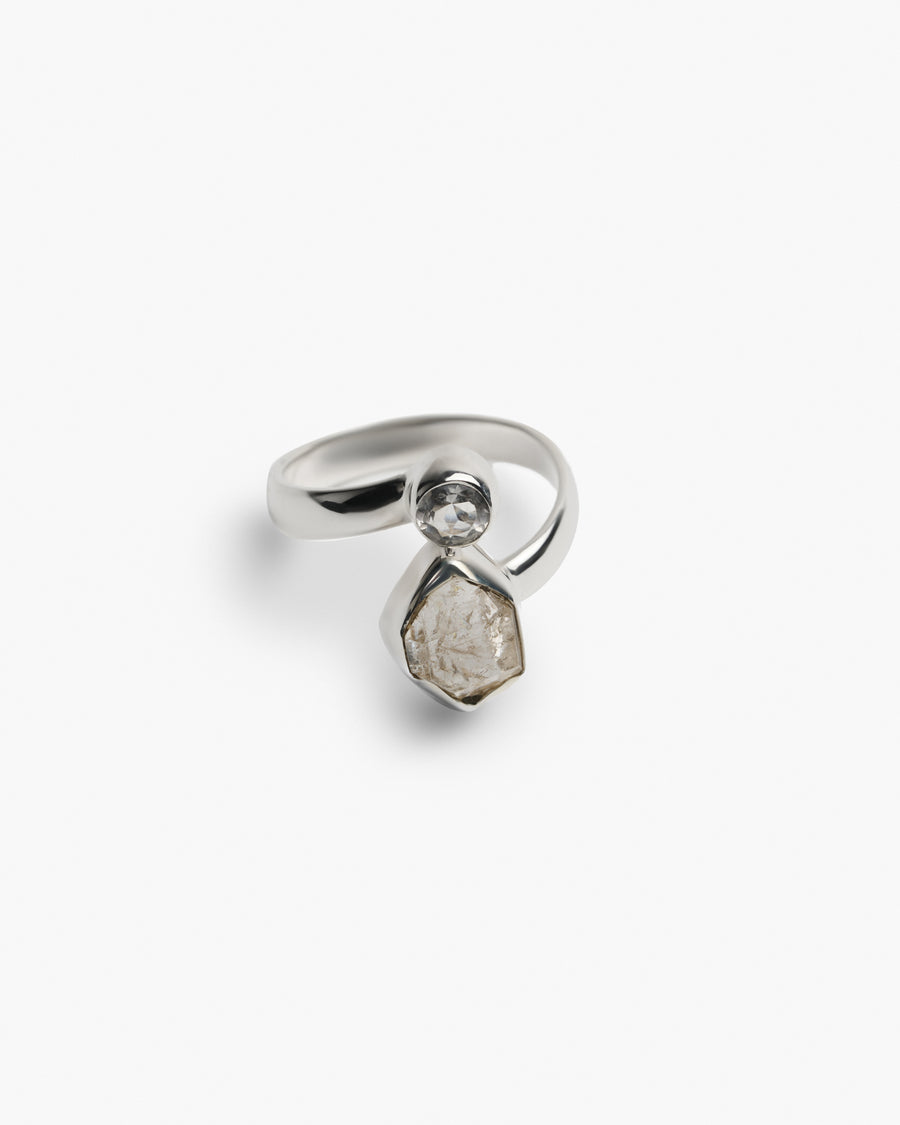 Bague double en quartz clair