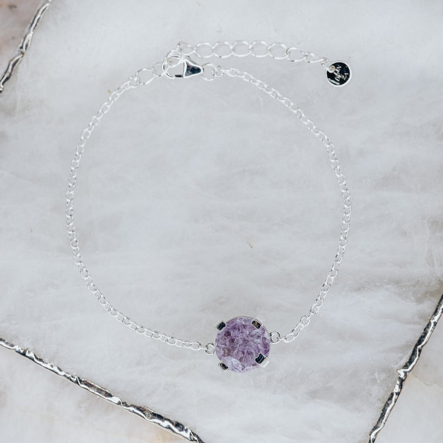 Amethyst druzy silver bracelet