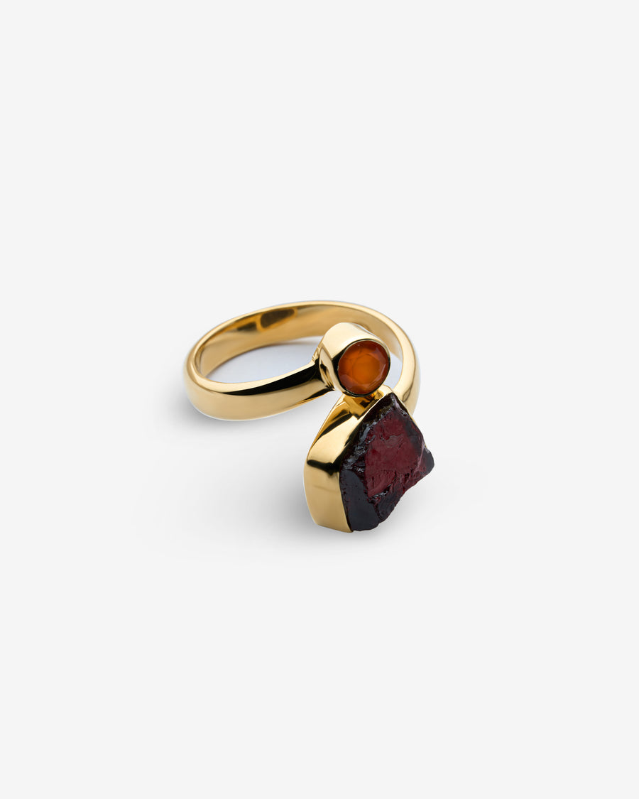 Carnelian + Garnet combination ring