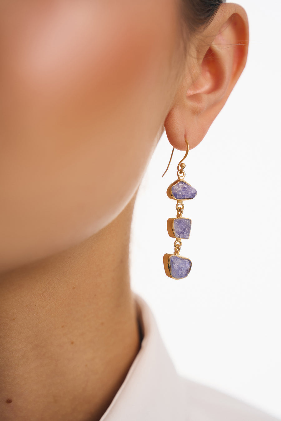 Boucles d'oreilles triples en Tanzanite 18K