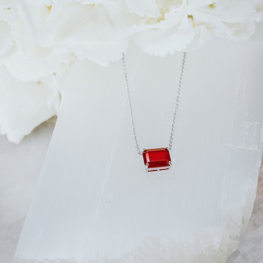 Carnelian silver rectangular necklace