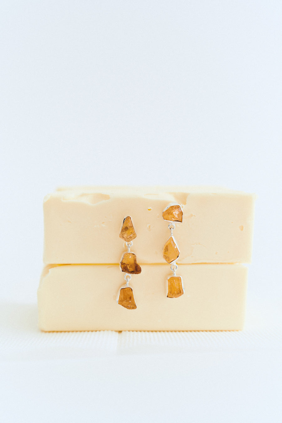 Citrine triple earrings