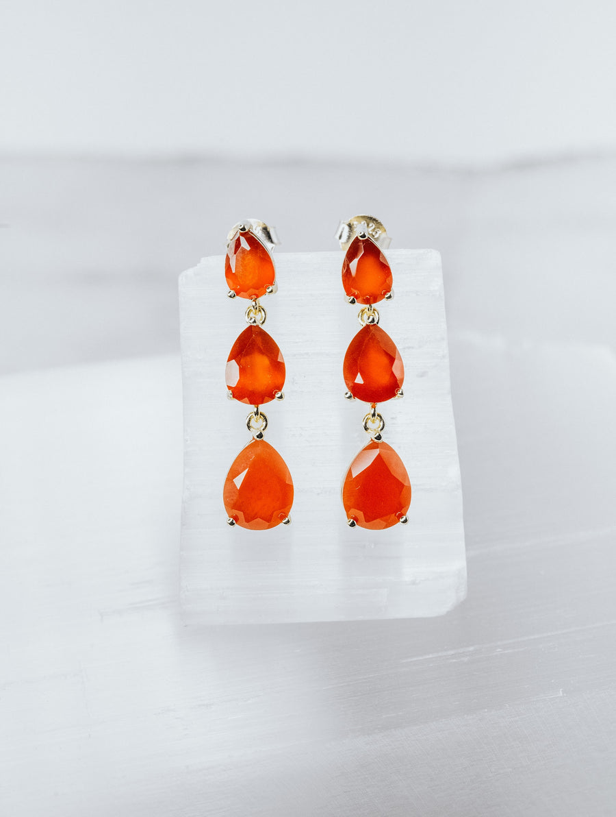 Carnelian triple teardrop earrings