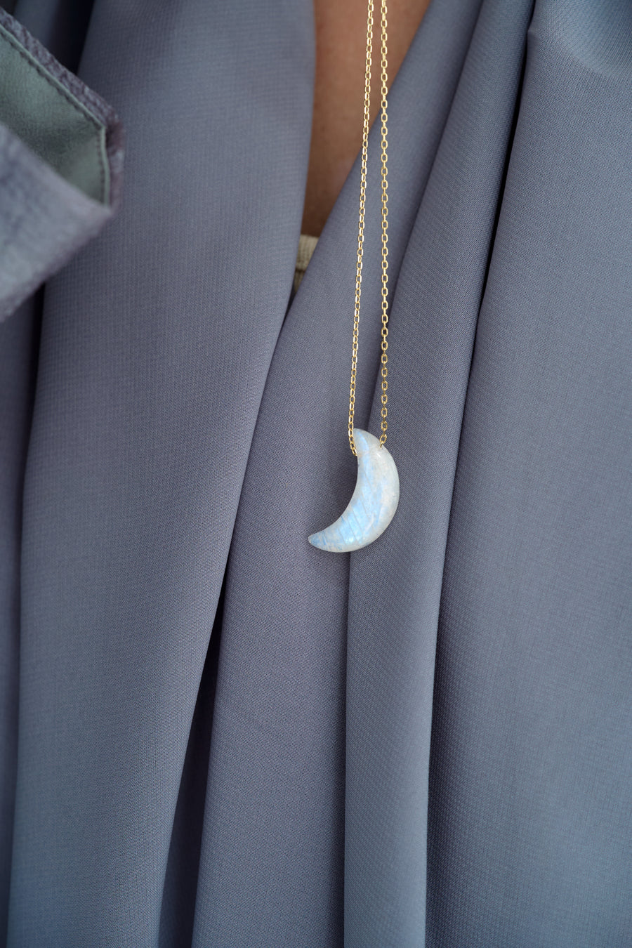 Moonstone moon necklace