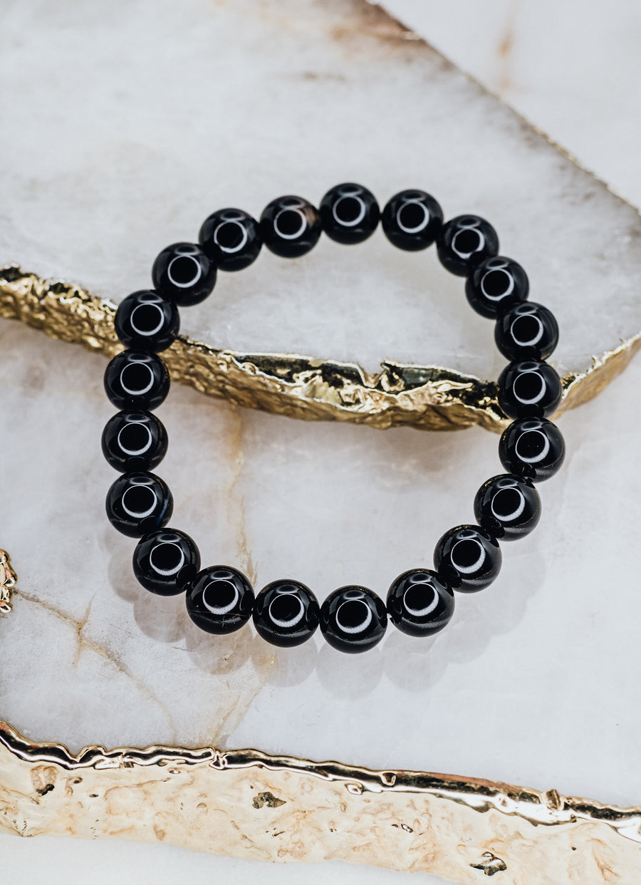 Black Onyx beaded bracelet 10 mm