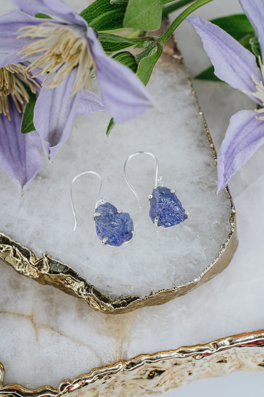 Tanzanite hook silver earrings