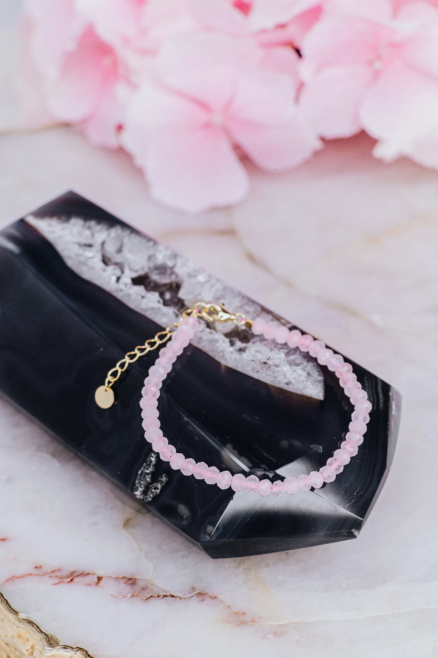 Bracelet d'argent en quartz rose