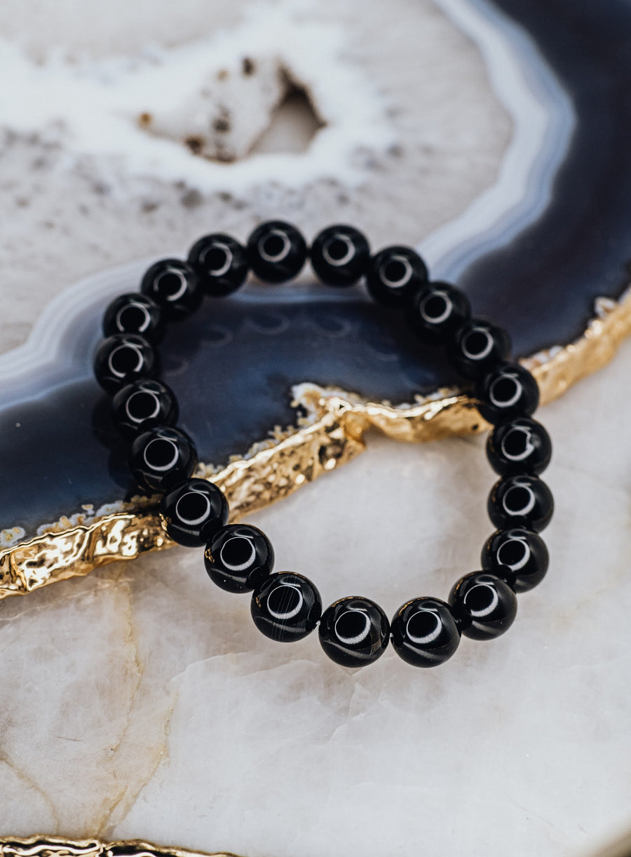 Black Onyx beaded bracelet 10 mm