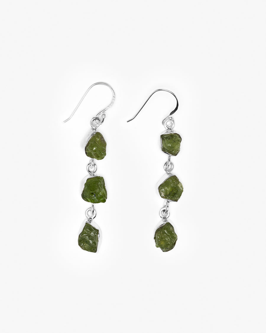 Peridot triple silver earrings