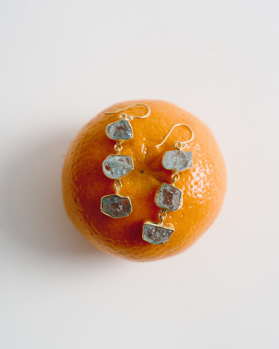Aquamarine triple 18K earrings
