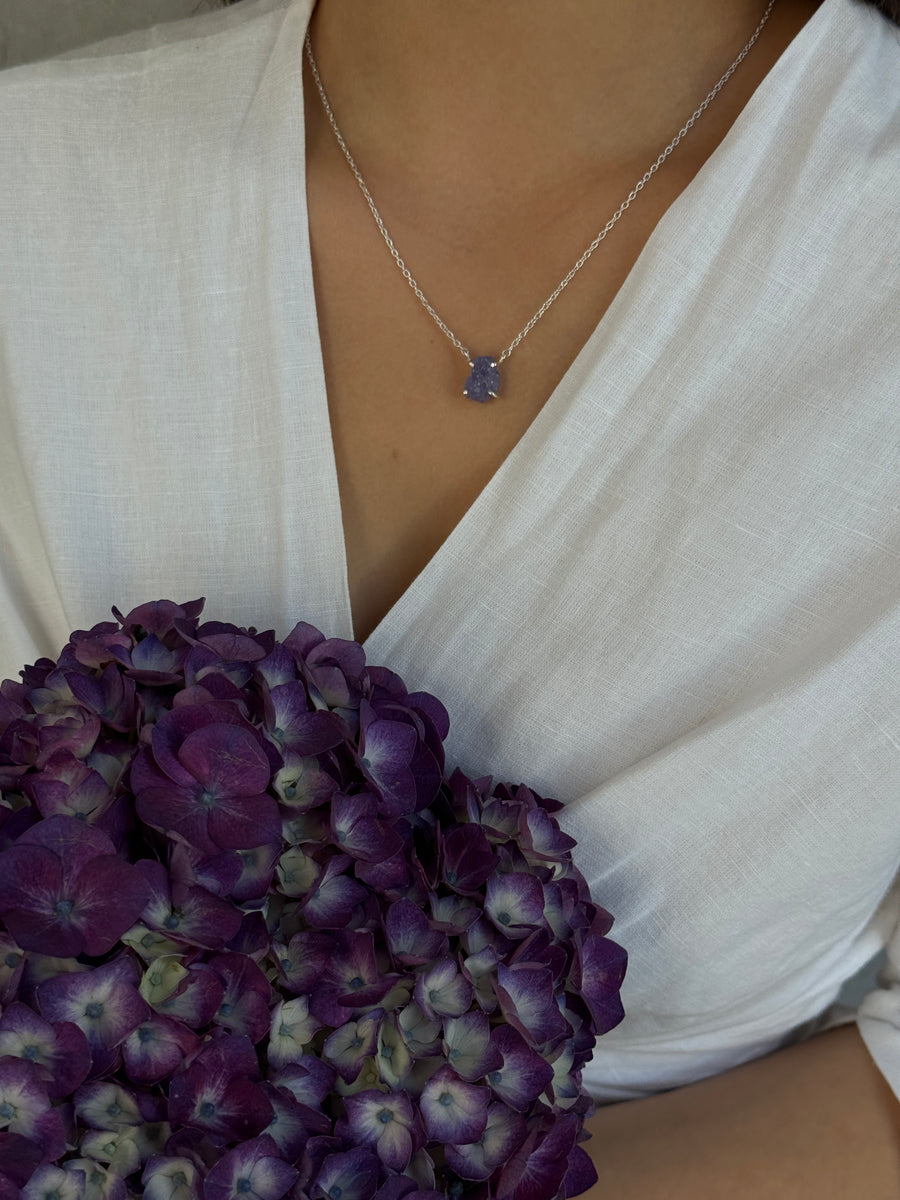 Tanzanite silver necklace