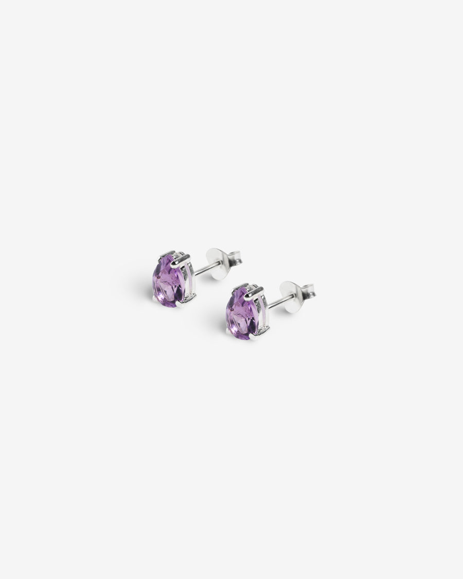 Amethyst teardrop stud earrings