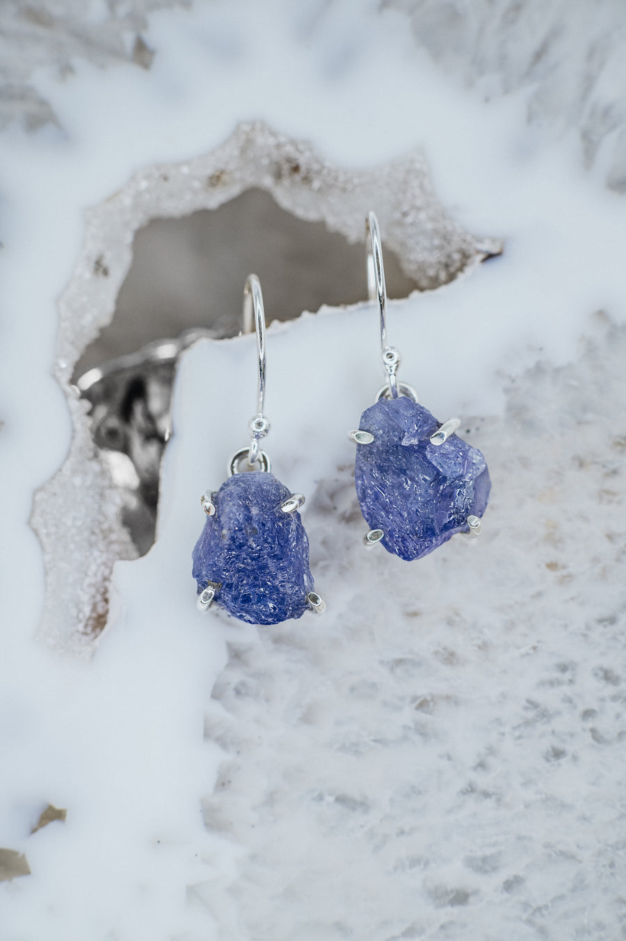 Tanzanite hook silver earrings