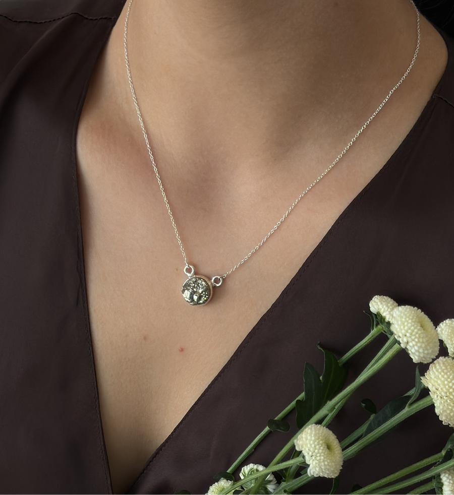 Pyrite round necklace