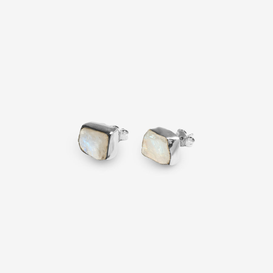 Boucles d'oreilles à clous en Argent et en Pierre de Lune