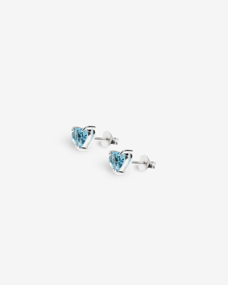 Boucles d'oreilles cœur cloutées en Topaze Bleue