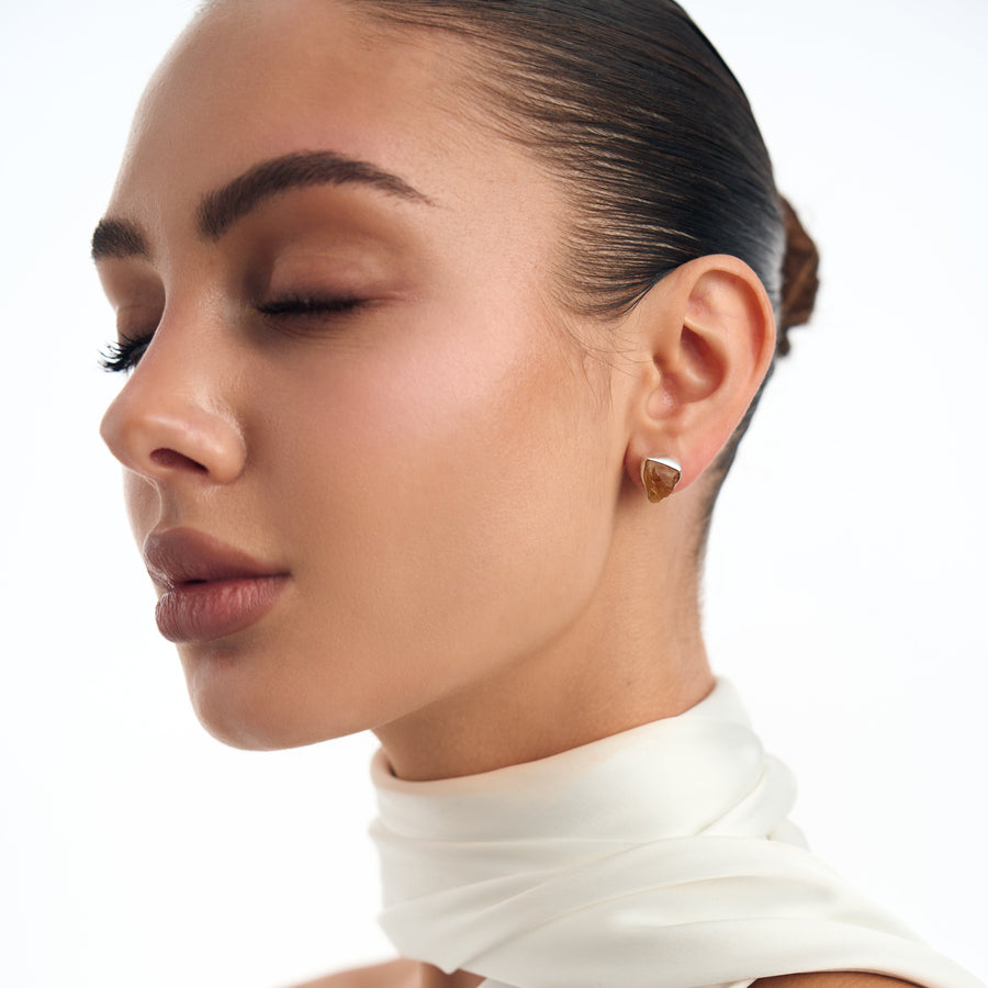 Citrine silver stud earrings