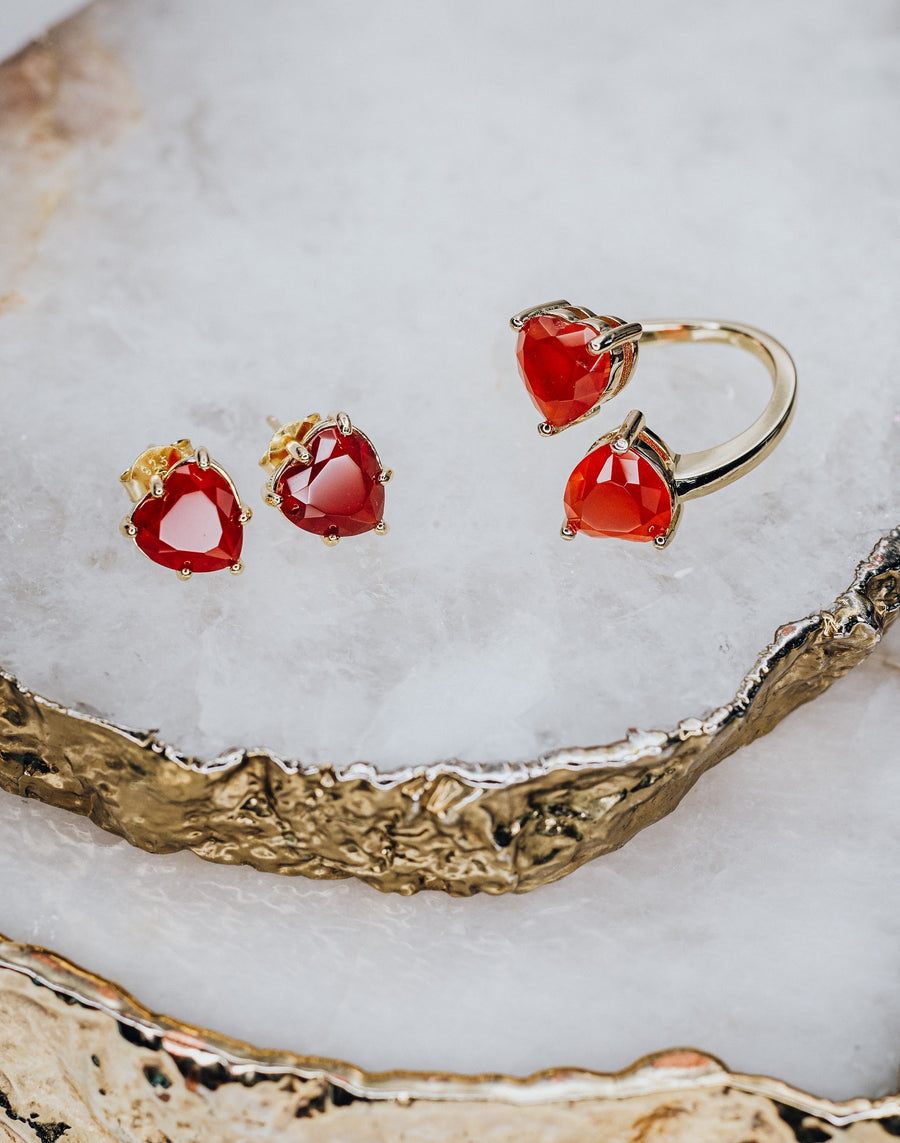 Carnelian heart earrings