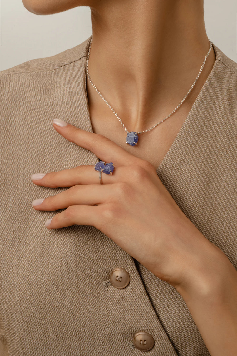 Tanzanite silver necklace