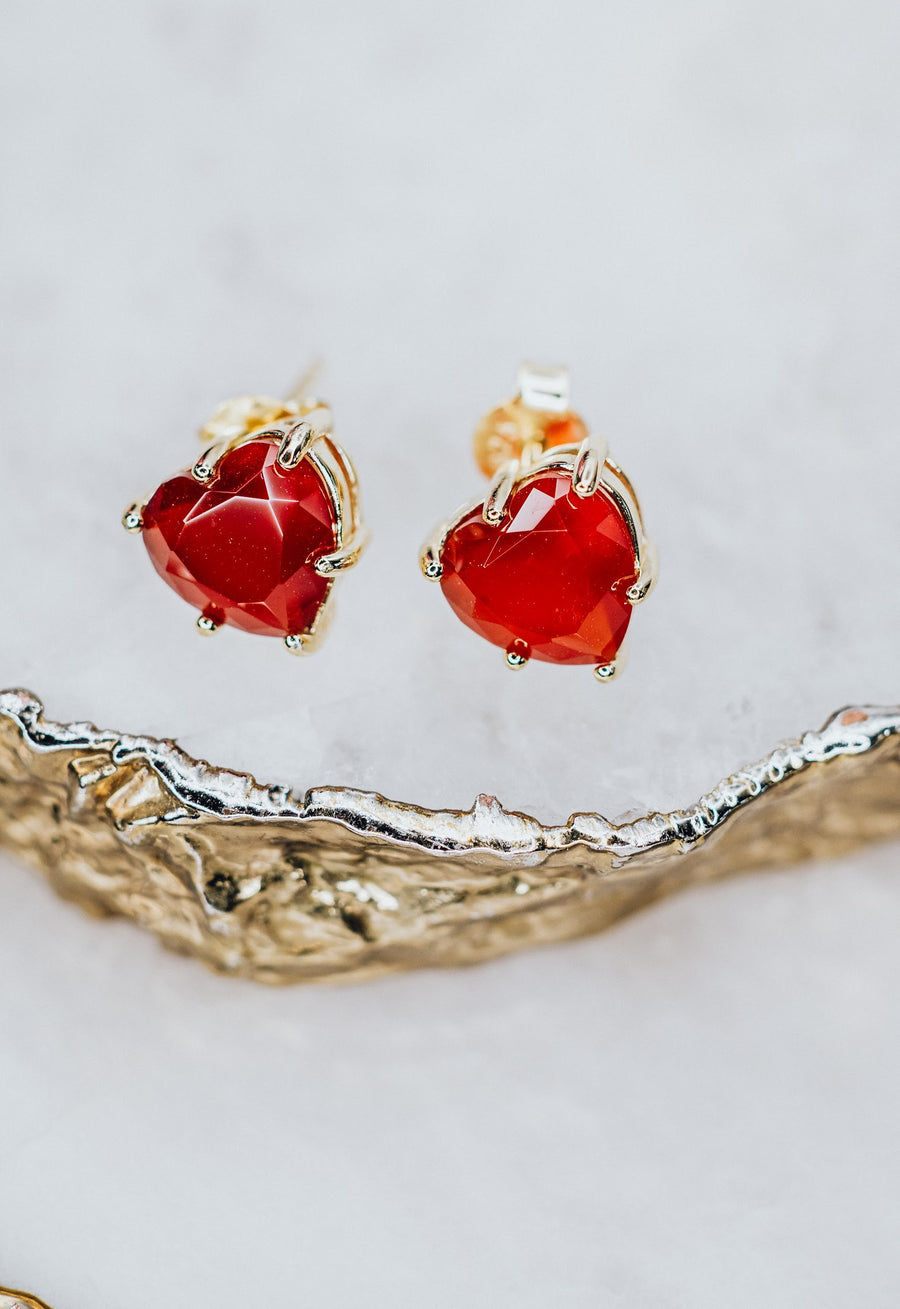 Carnelian heart earrings