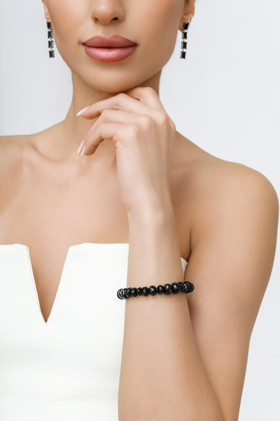 Black onyx faceted bracelet