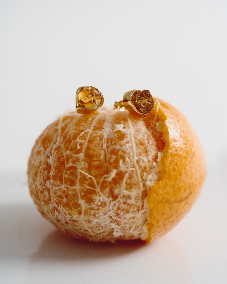 Boucles d'oreilles à clous en Citrine 18K