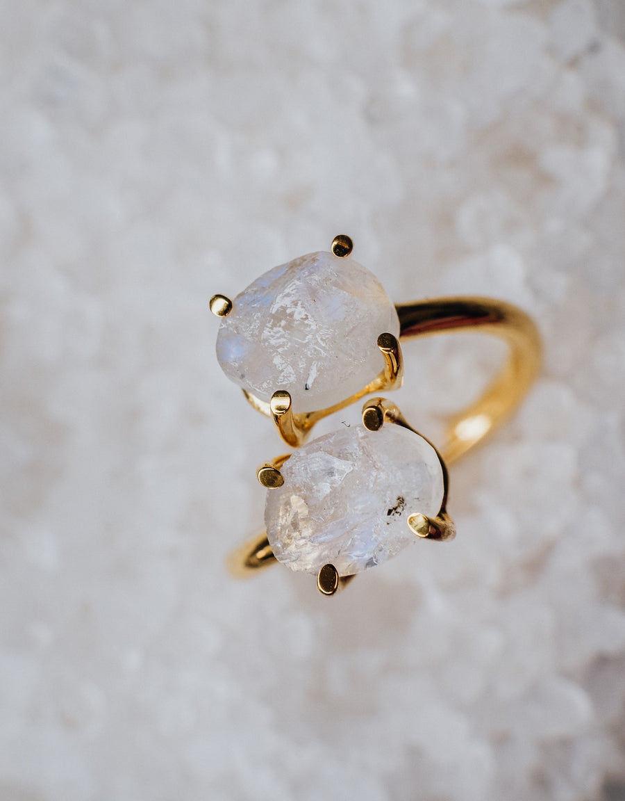 Moonstone double ring