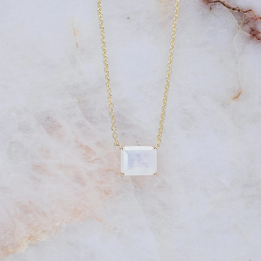 Moonstone 14K rectangular necklace