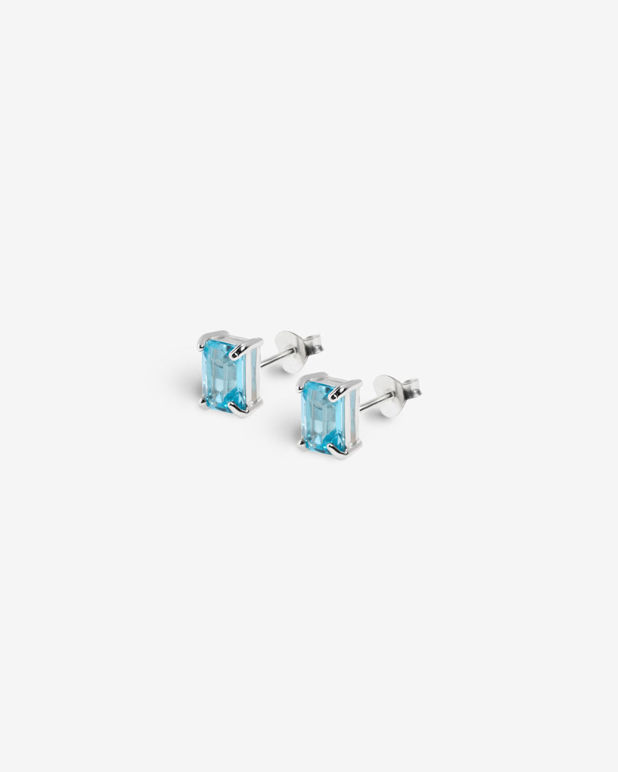 Boucles d'oreilles rectangulaires en topaze bleue