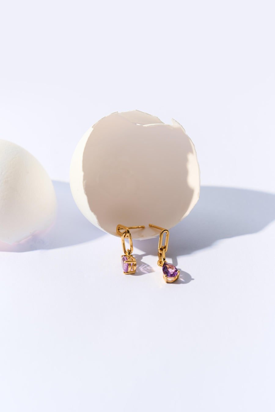 Link drop 18K amethyst earrings