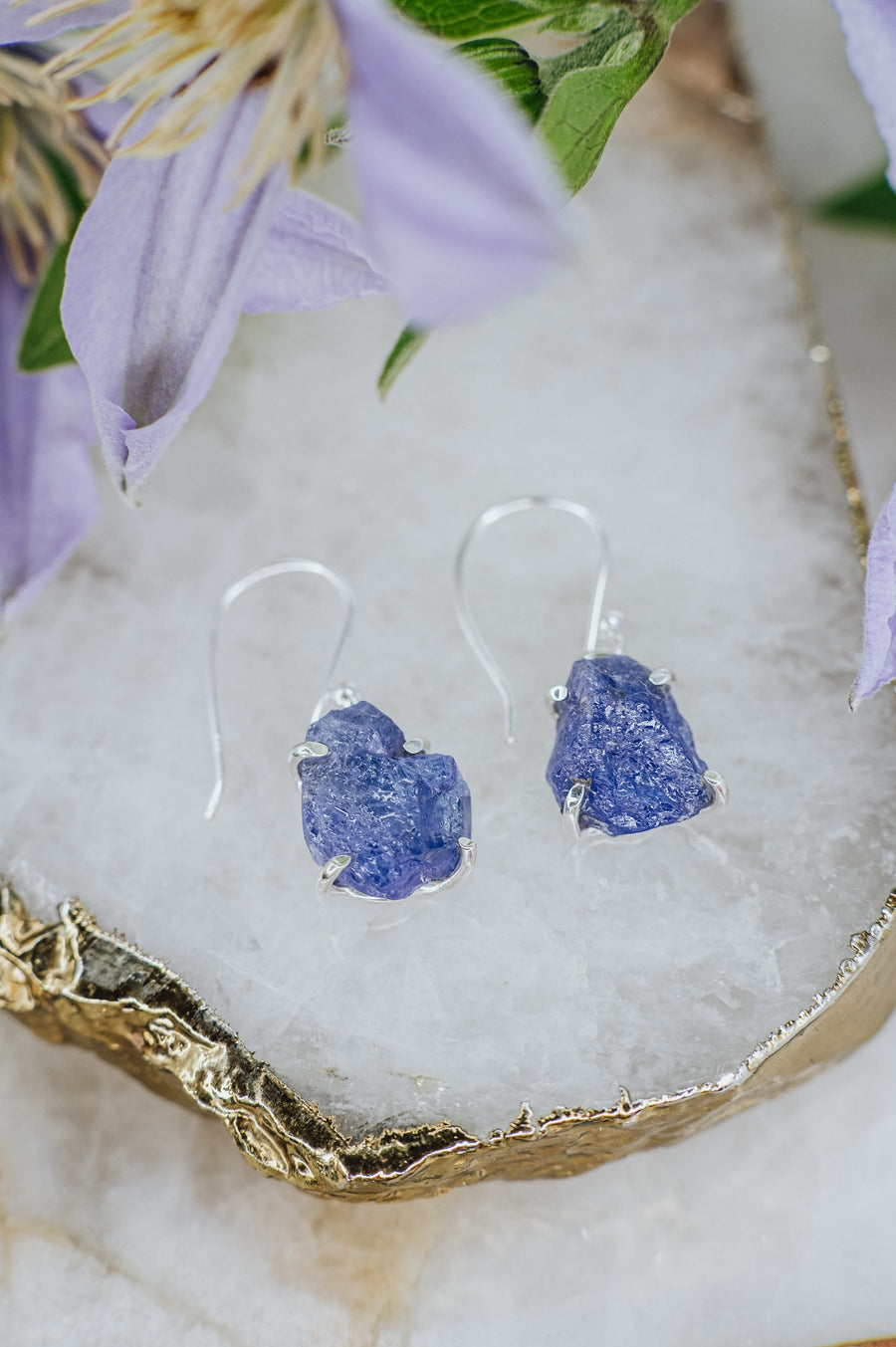 Tanzanite hook silver earrings