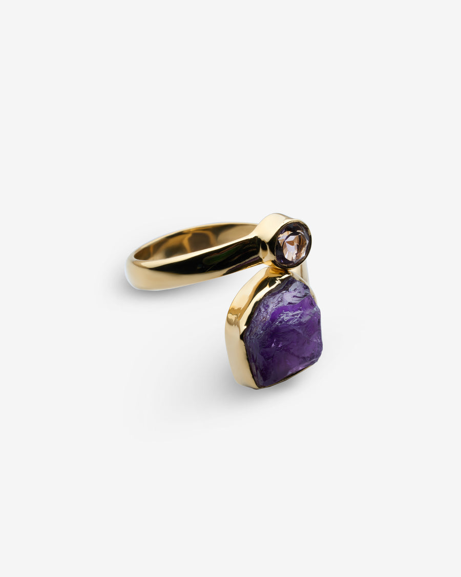 Amethyst combination 18K double ring