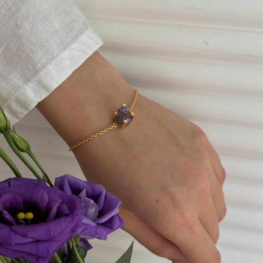 Bracelet d'améthyste druzy 18K