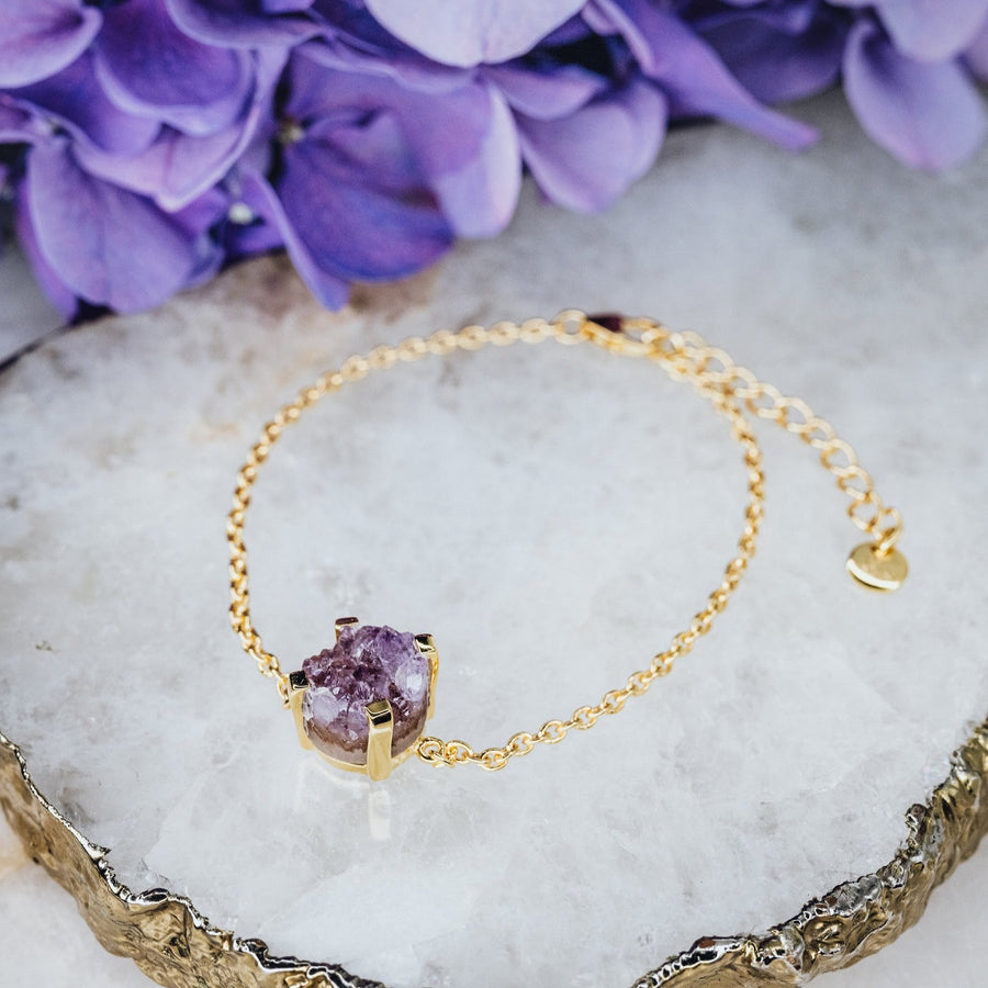 Amethyst druzy 18K bracelet