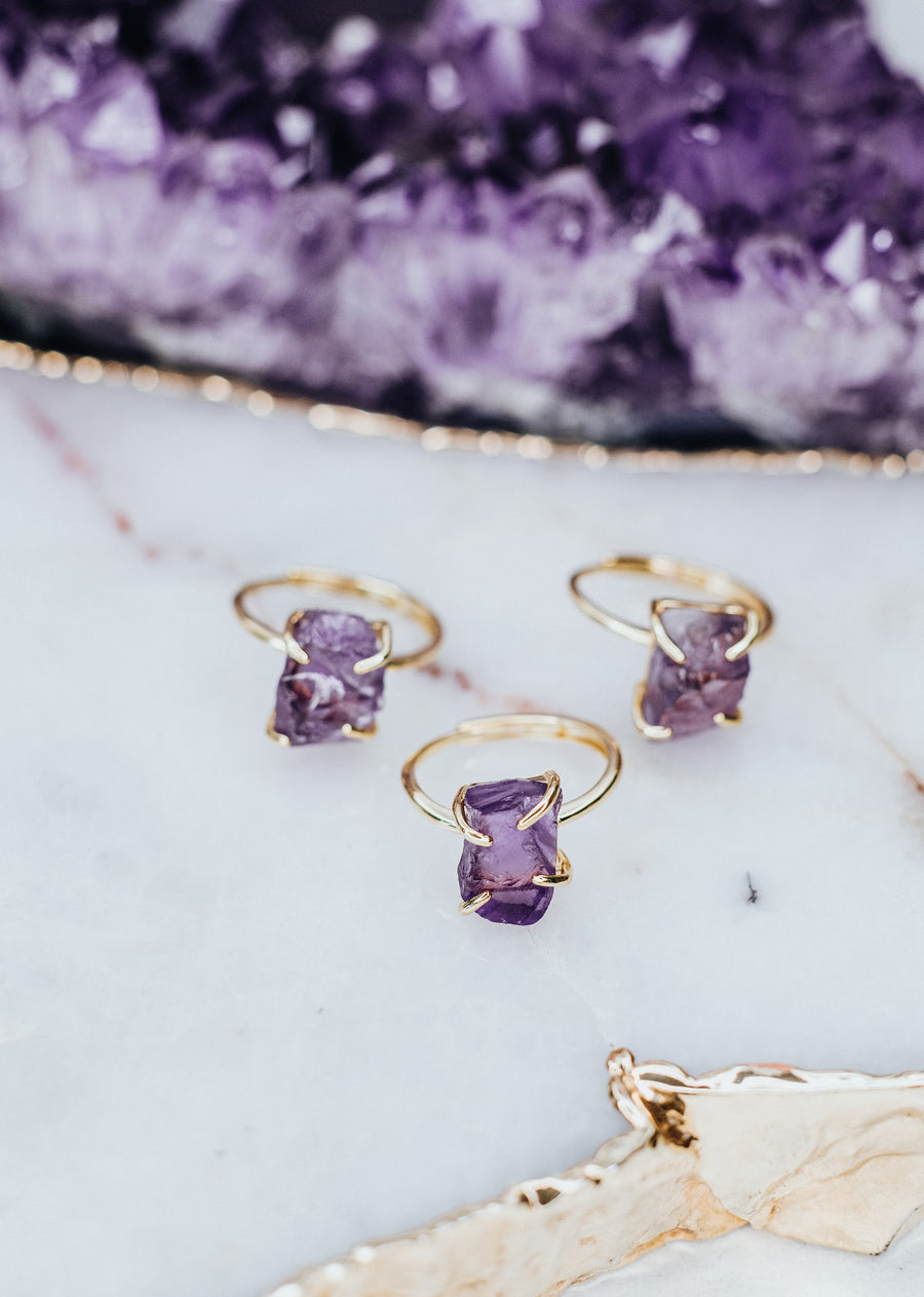 Amethyst adjustable ring