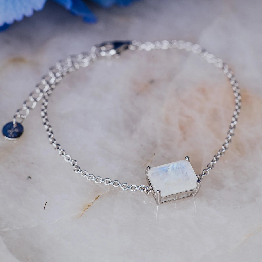 Moonstone silver rectangular bracelet