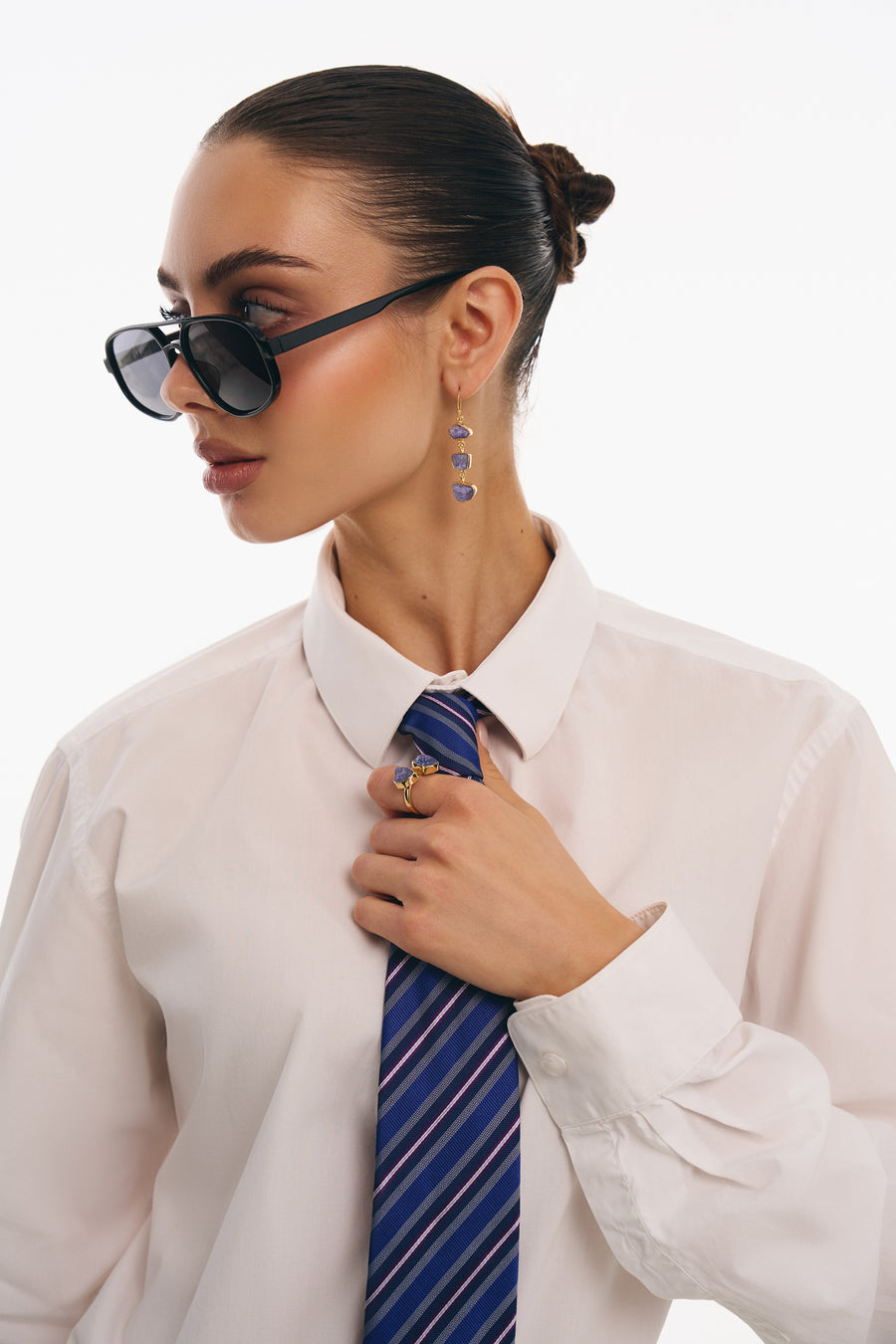 Boucles d'oreilles triples en Tanzanite 18K