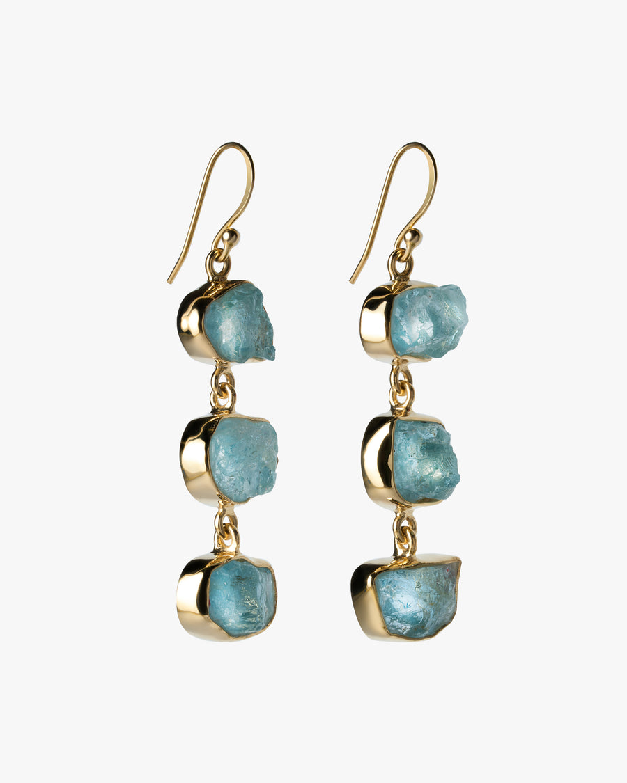 Aquamarine triple 18K earrings