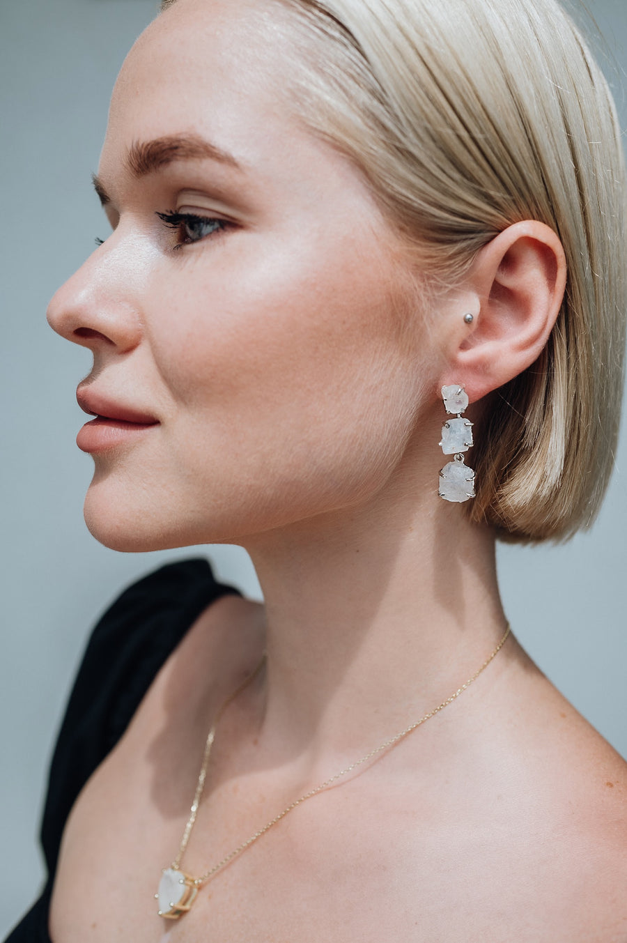 Triple moonstone earrings