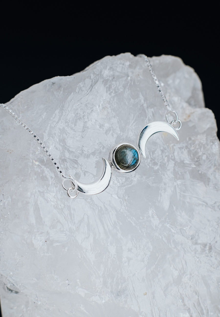 Labradorite double moon necklace