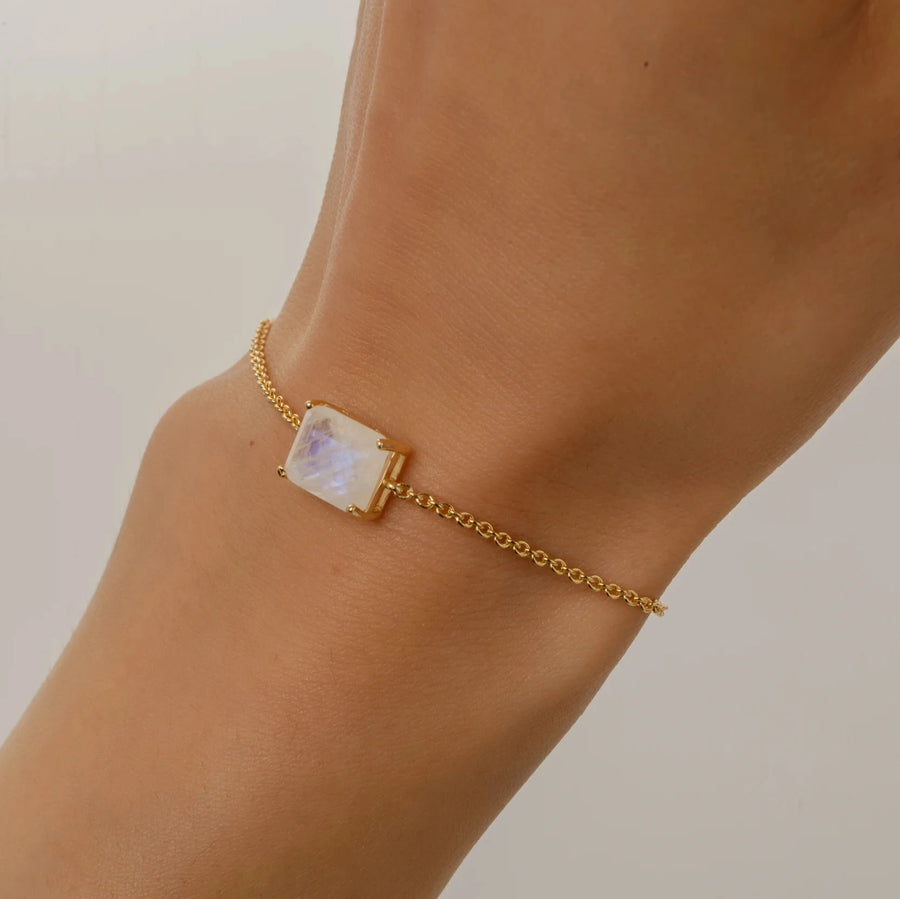 Moonstone 14K plated rectangular bracelet