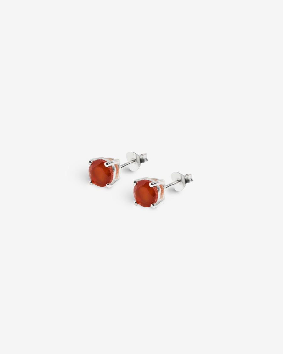 Boucles d'oreilles rondes cloutées en Cornaline