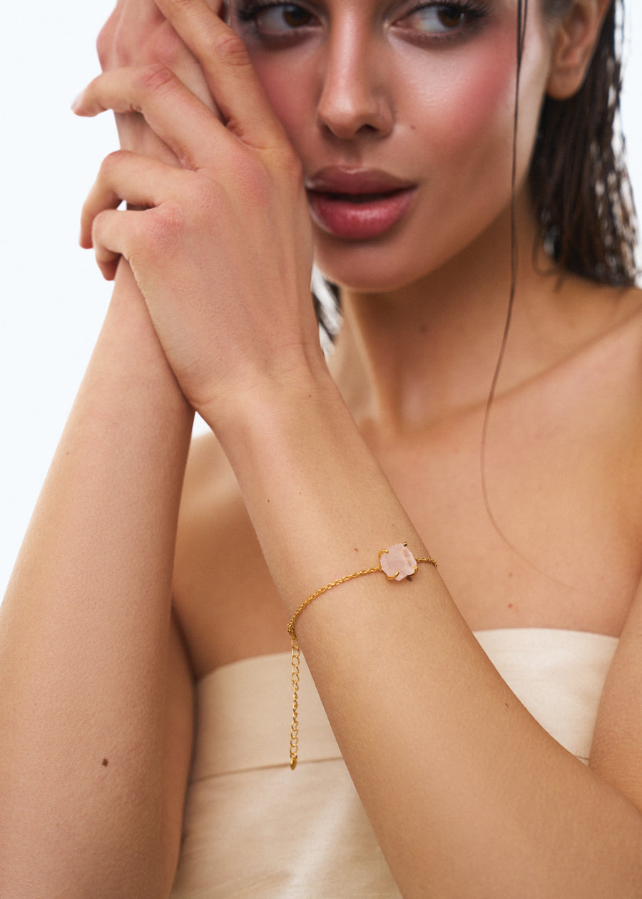 Rose quartz "LOVE" 18K intention bracelet