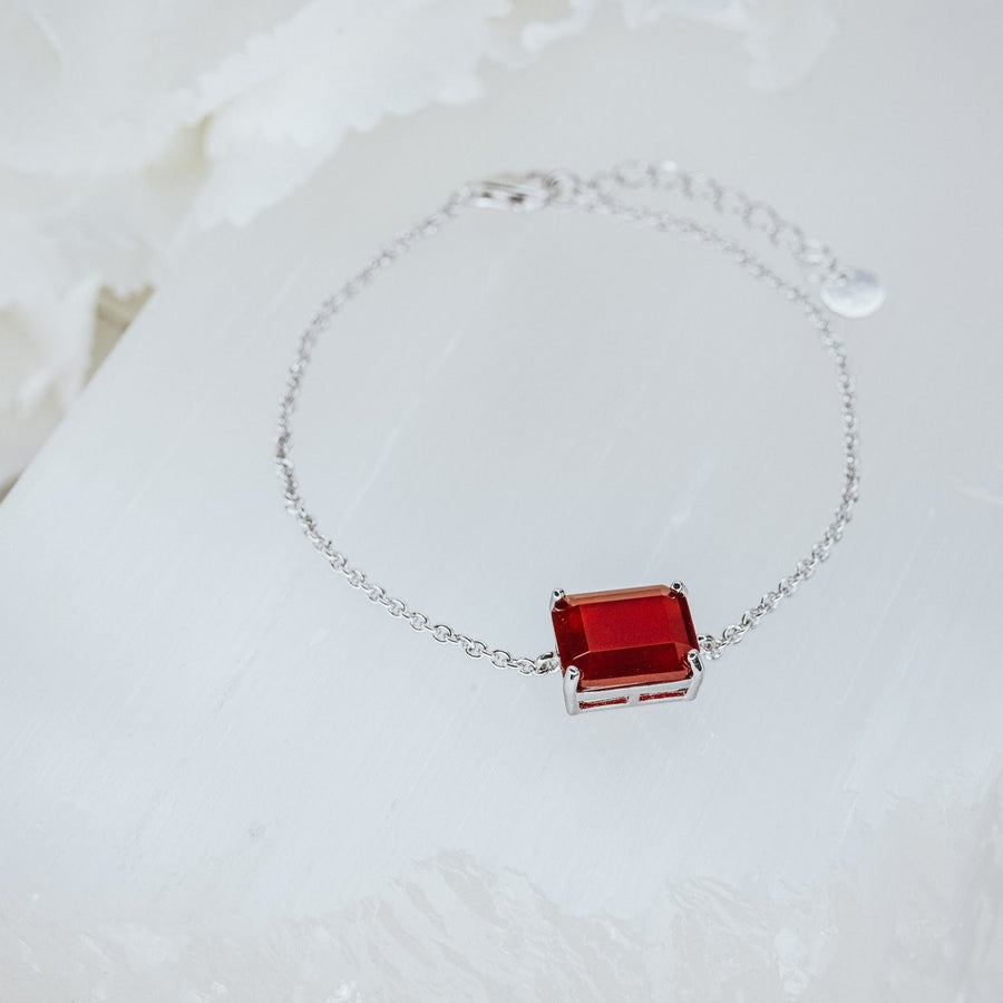 Carnelian silver rectangular bracelet