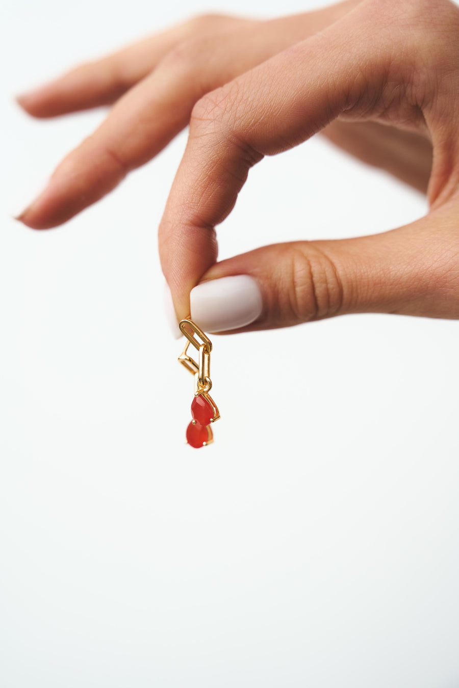 Link drop 18K carnelian earrings